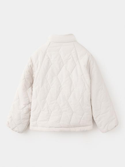 Mango Kids' Quilted Funnel Neck Jacket, Raw - view 2, Raw