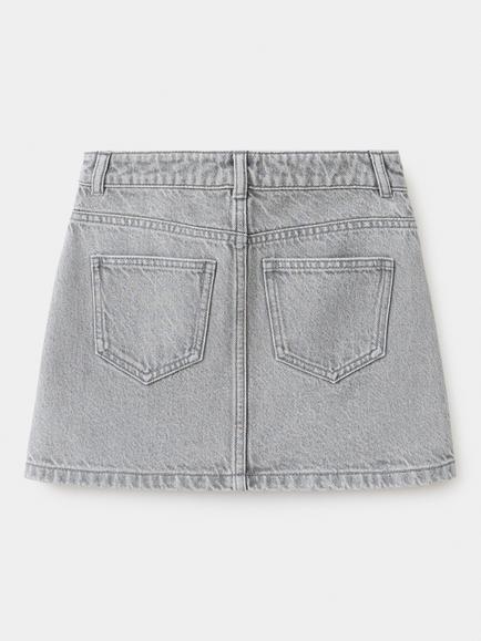 Mango Kids' Studded High Waist Mini Skirt, Grey - view 2, Grey