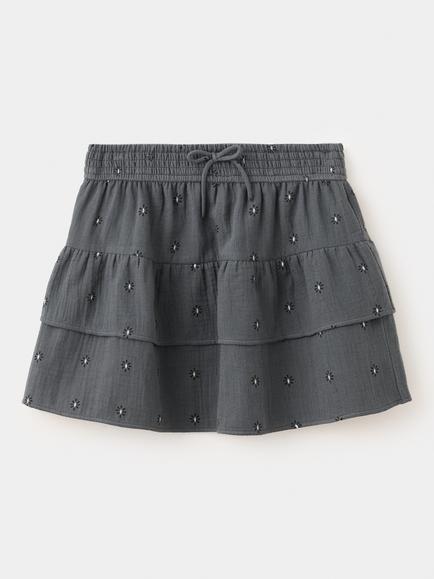 Mango Kids' Tiered Mini Skirt, Grey, Grey