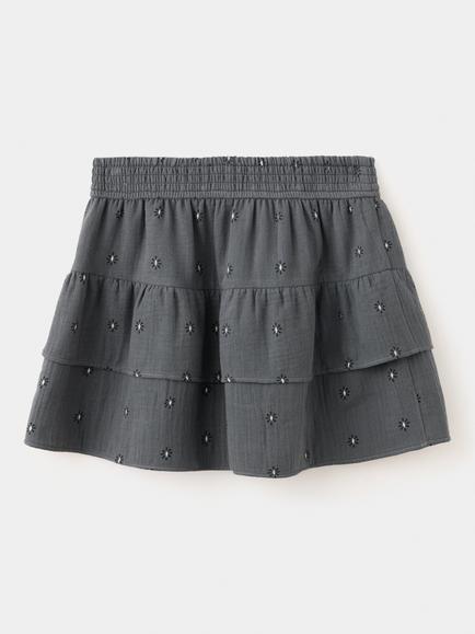 Mango Kids' Tiered Mini Skirt, Grey - view 2, Grey