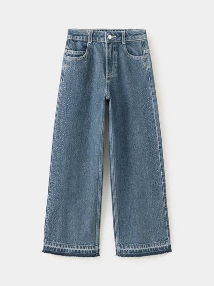 Mango Kids' Tejano High Rise Straight Leg Jeans, Dark Blue, Dark Blue