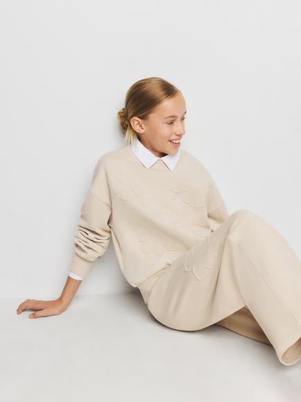 Mango Kids' Embroidered Relaxed Sweatshirt, Raw - view 2, Raw