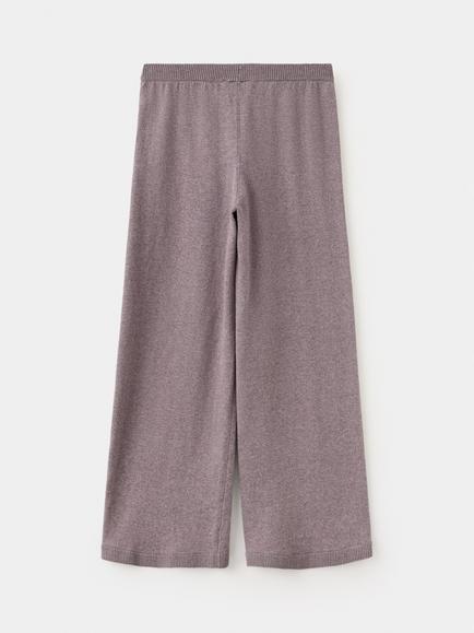 Mango Kids' Pantalon Knitted Wide Leg Trousers, Mulberry - view 2, Mulberry