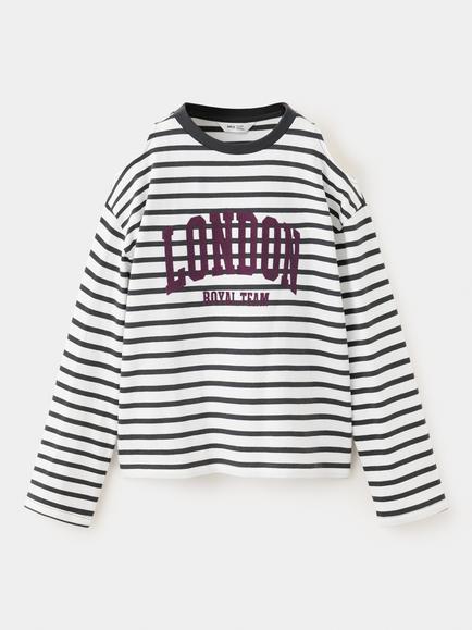 Mango Kids' Camiseta Cut-Out Stripe T-Shirt, Anthracite, Anthracite