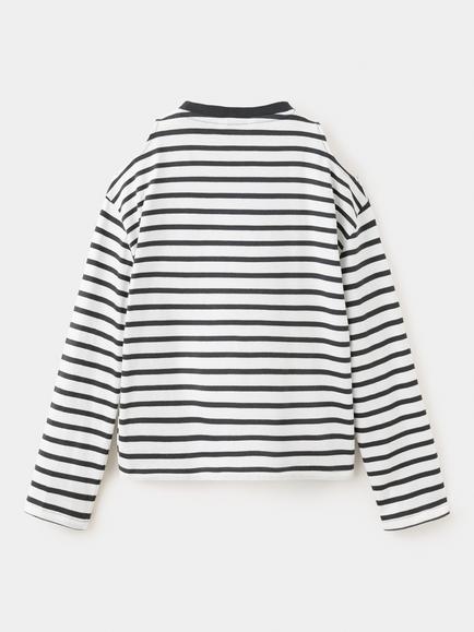 Mango Kids' Camiseta Cut-Out Stripe T-Shirt, Anthracite - view 2, Anthracite