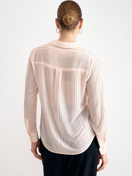 Phase Eight Aleya Hotfix Stripe Regular Fit Shirt, Pink - view 2, Pink
