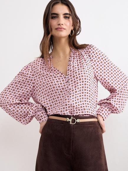 Phase Eight Arabella Floral Long Sleeve Blouse, Pale Pink, Pale Pink