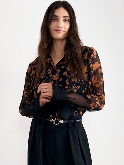 Phase Eight Clenence Floral Print Shirt, Black