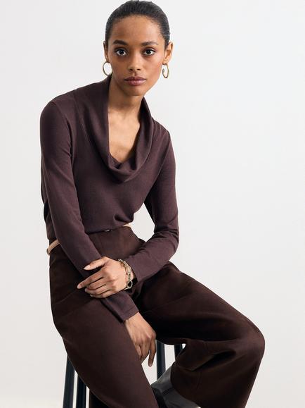 Phase Eight Lottie Cowl Neck Jumper, Brown, Brown