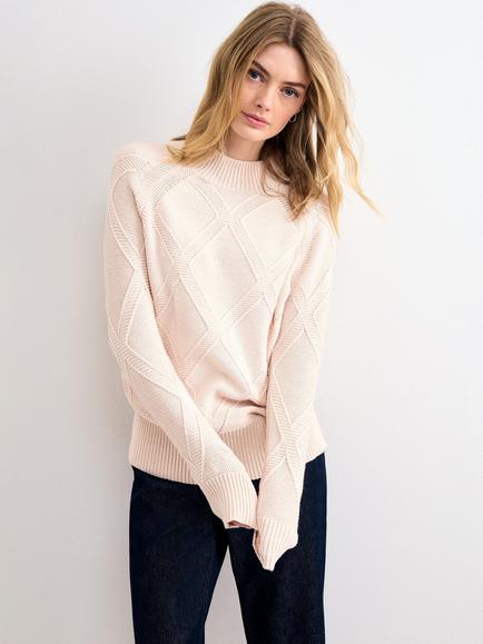 Phase Eight Tara Diamond High Neck Jumper, Pink, Pink