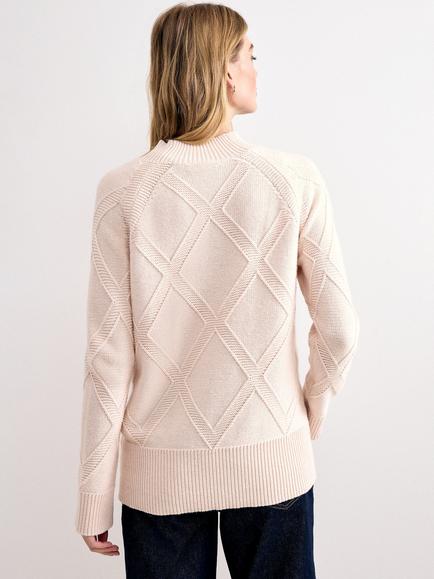 Phase Eight Tara Diamond High Neck Jumper, Pink - view 2, Pink