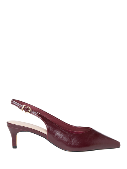 Paradox London Galina Wide Fit Kitten Heel Slingback Court Shoes, Burgundy, Burgundy