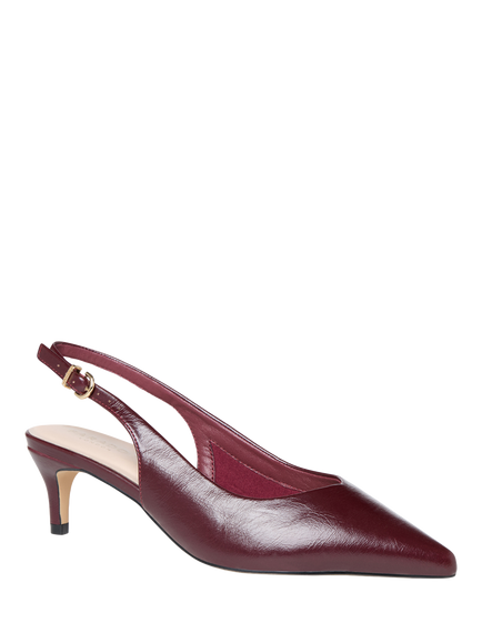 Paradox London Galina Wide Fit Kitten Heel Slingback Court Shoes, Burgundy - view 2, Burgundy