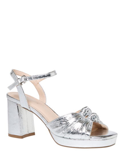 Paradox London Liliane Block Heel Platform Sandals, Silver - view 2, Silver