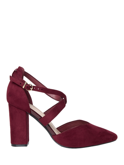 Paradox London Gwendolyn Wide Fit Block Heel Open Court Shoes, Burgundy
