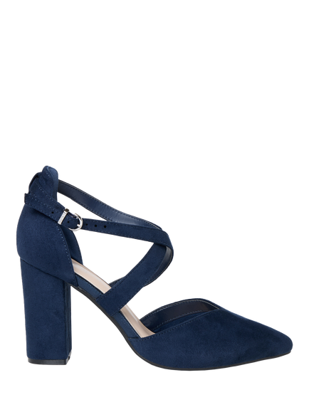 Paradox London Gwendolyn Wide Fit Block Heel Open Court Shoes, Navy