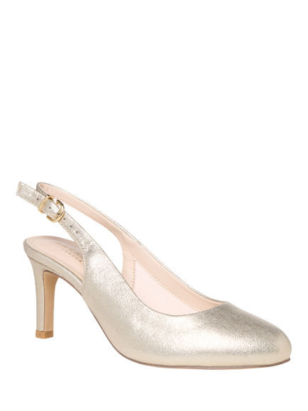 Paradox London Gertie Wide Fit Round Toe Stiletto Heel Slingback Court Shoes, Champagne - view 2, Champagne
