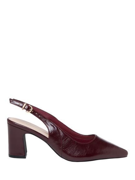 Paradox London Giana Wide Fit Block Heel Slingback Court Shoes, Burgundy, Burgundy
