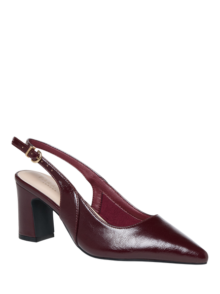 Paradox London Giana Wide Fit Block Heel Slingback Court Shoes, Burgundy - view 2, Burgundy
