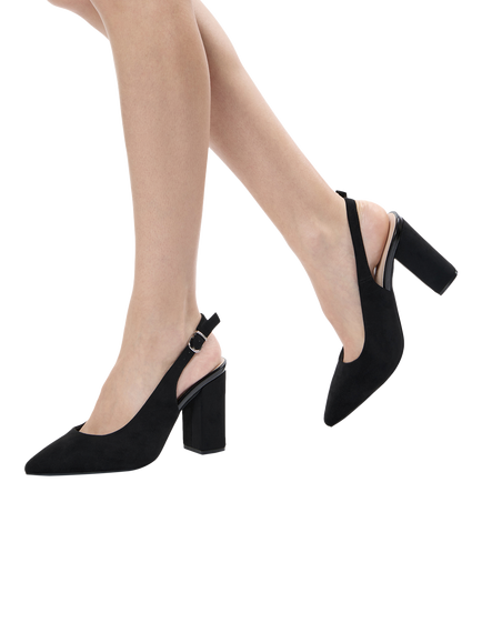 Paradox London Graziana Wide Fit Block Heel Slingback Court Shoes - view 2, Black