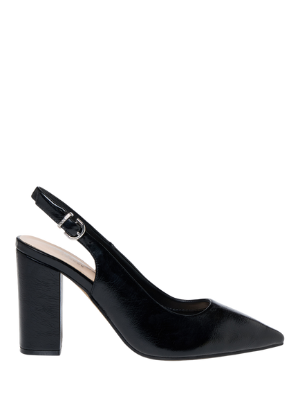 Paradox London Irisa Block Heel Slingback Court Shoes, Black, Black