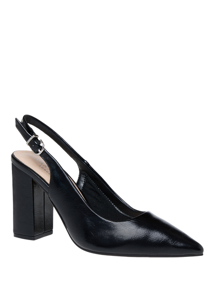Paradox London Irisa Block Heel Slingback Court Shoes, Black - view 2, Black