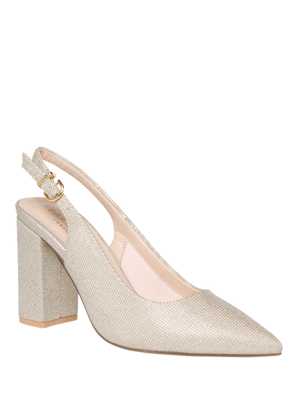 Paradox London Irisa Block Heel Slingback Court Shoes, Champagne - view 2, Champagne