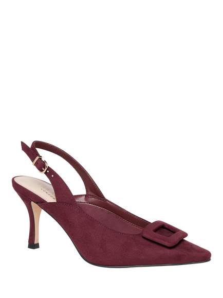 Paradox London Salem Stiletto Heel Slingback Court Shoes - view 2, Burgundy