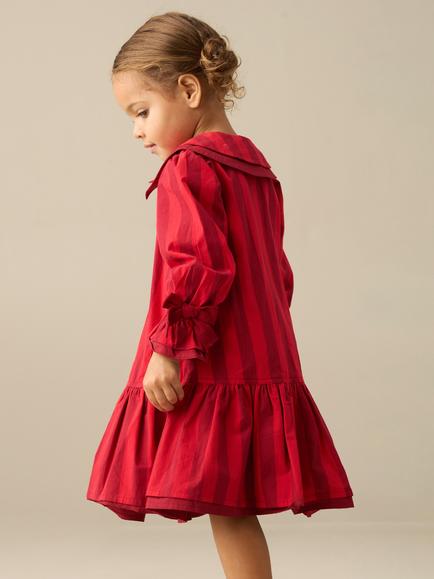 Angel & Rocket Kids' Frankie Cotton Poplin Long Sleeve Dress, Red - view 2, Red