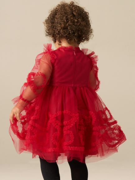 Angel & Rocket Baby Laura Long Sleeve Mesh Dress, Red - view 2, Red