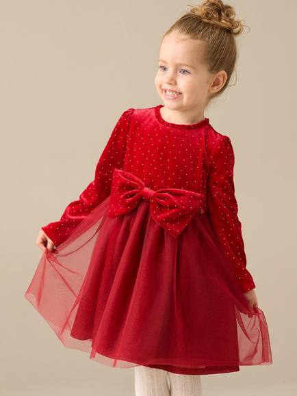 Angel & Rocket Baby Elsie Velvet Tulle Dress, Red, Red