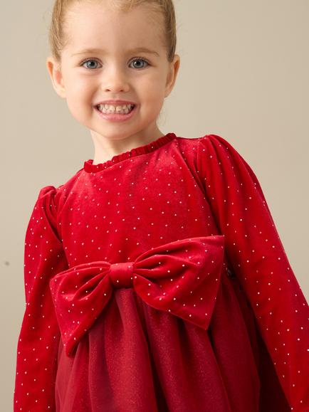 Angel & Rocket Baby Elsie Velvet Tulle Dress, Red - view 2, Red