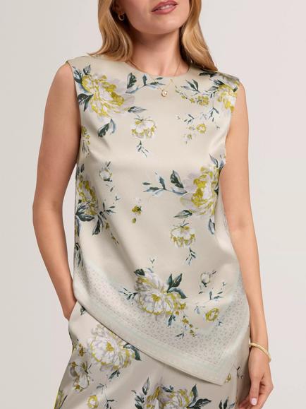 Ted Baker Branna Sleeveless Floral Print Reversble Satin Top, Grey/Multi - view 2, Grey/Multi