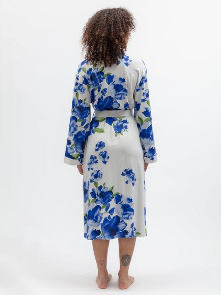 Cyberjammies Floral Dressing Gown, Blue/Multi - view 2, Blue/Multi