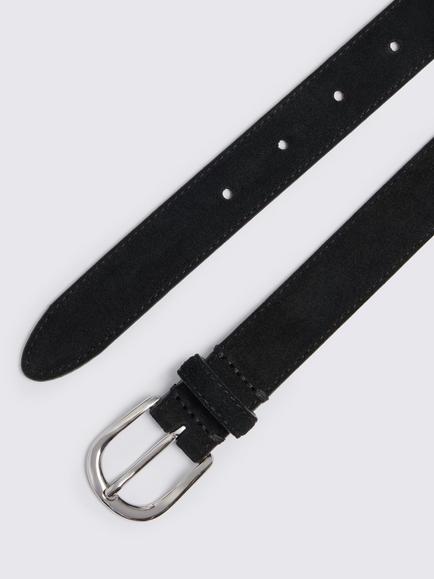 Moss Italian Suede Belt, Black - view 2, Black