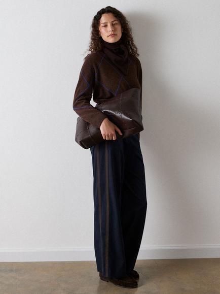 Whistles Petite Side Stripe Straight Leg Trousers, Navy - view 2, Navy