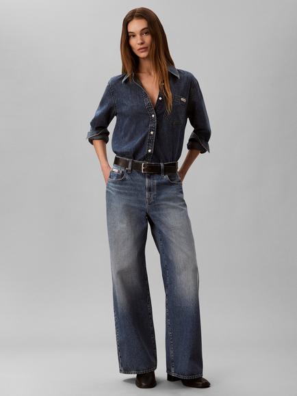 Calvin Klein Wide Leg Jeans, Dark Blue, Dark Blue