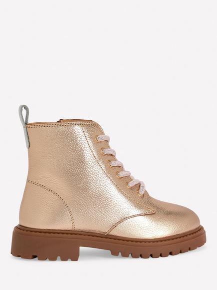 Mini Boden Kids' Lace Up Boots, Gold, Gold