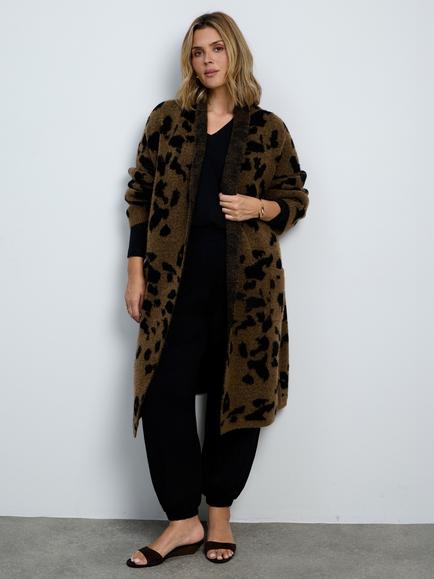 Live Unlimited Curve Animal Print Coatigan, Brown, Brown