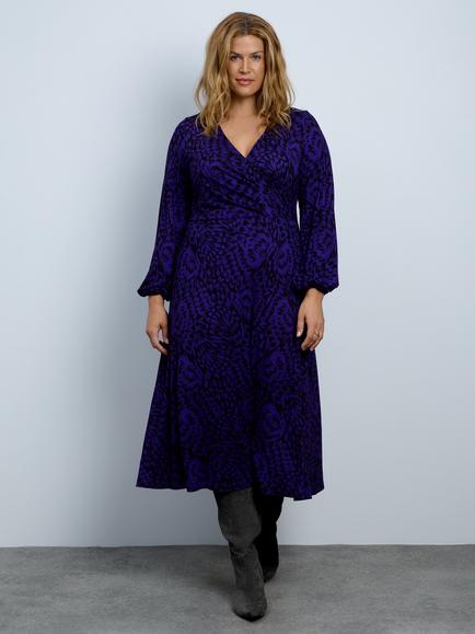 Live Unlimited Curve Plus Size Abstract Print Midi Dress, Purple, Purple