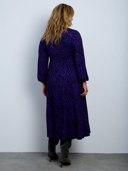 Live Unlimited Curve Plus Size Abstract Print Midi Dress, Purple - view 2, Purple
