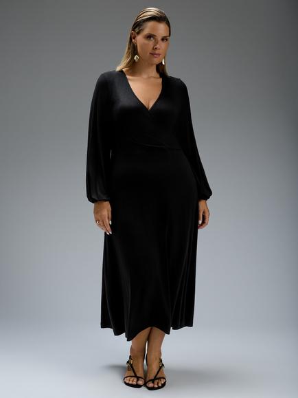 Live Unlimited Curve Plus Size Jersey V-Neck Maxi Dress, Black, Black