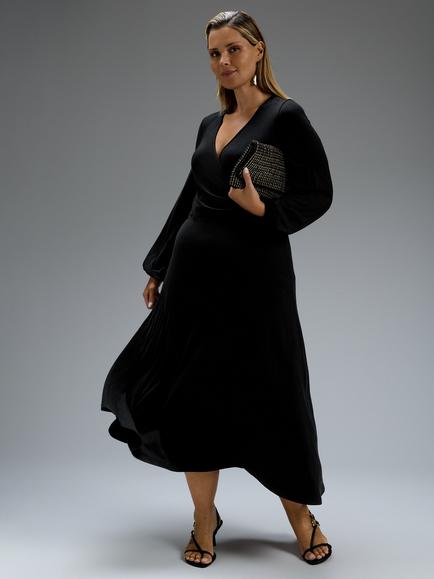 Live Unlimited Curve Plus Size Jersey V-Neck Maxi Dress, Black - view 2, Black