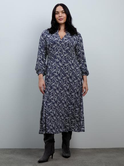 Live Unlimited Curve Fan Print Dress, Blue, Blue