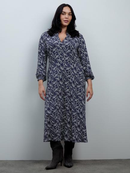 Live Unlimited Curve Fan Print Dress, Blue - view 2, Blue