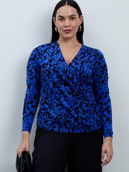 Live Unlimited Curve Abstract Jersey Long Sleeve Top, Blue, Blue