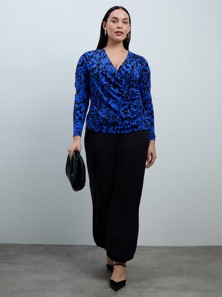 Live Unlimited Curve Abstract Jersey Long Sleeve Top, Blue - view 2, Blue