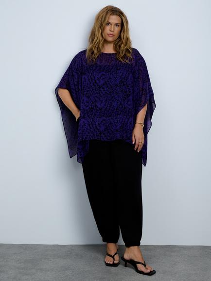 Live Unlimited Curve Plus Size Abstract Print Top, Purple, Purple