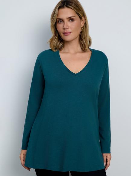 Live Unlimited Curve V-Neck Top, Green, Green