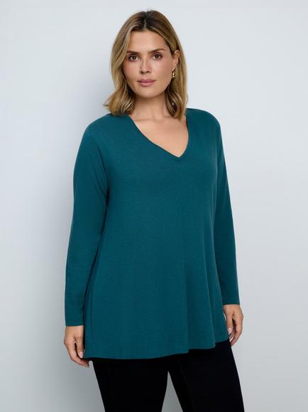 Live Unlimited Curve V-Neck Top, Green - view 2, Green